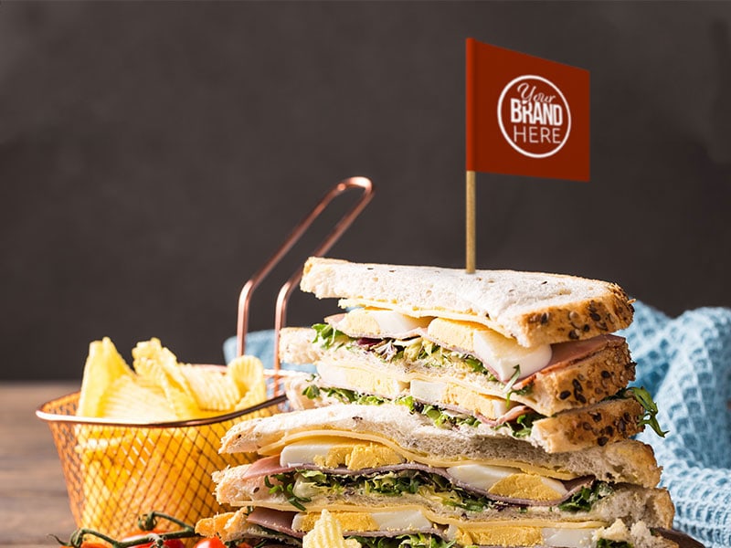 Deli sandwich with toothpick flag